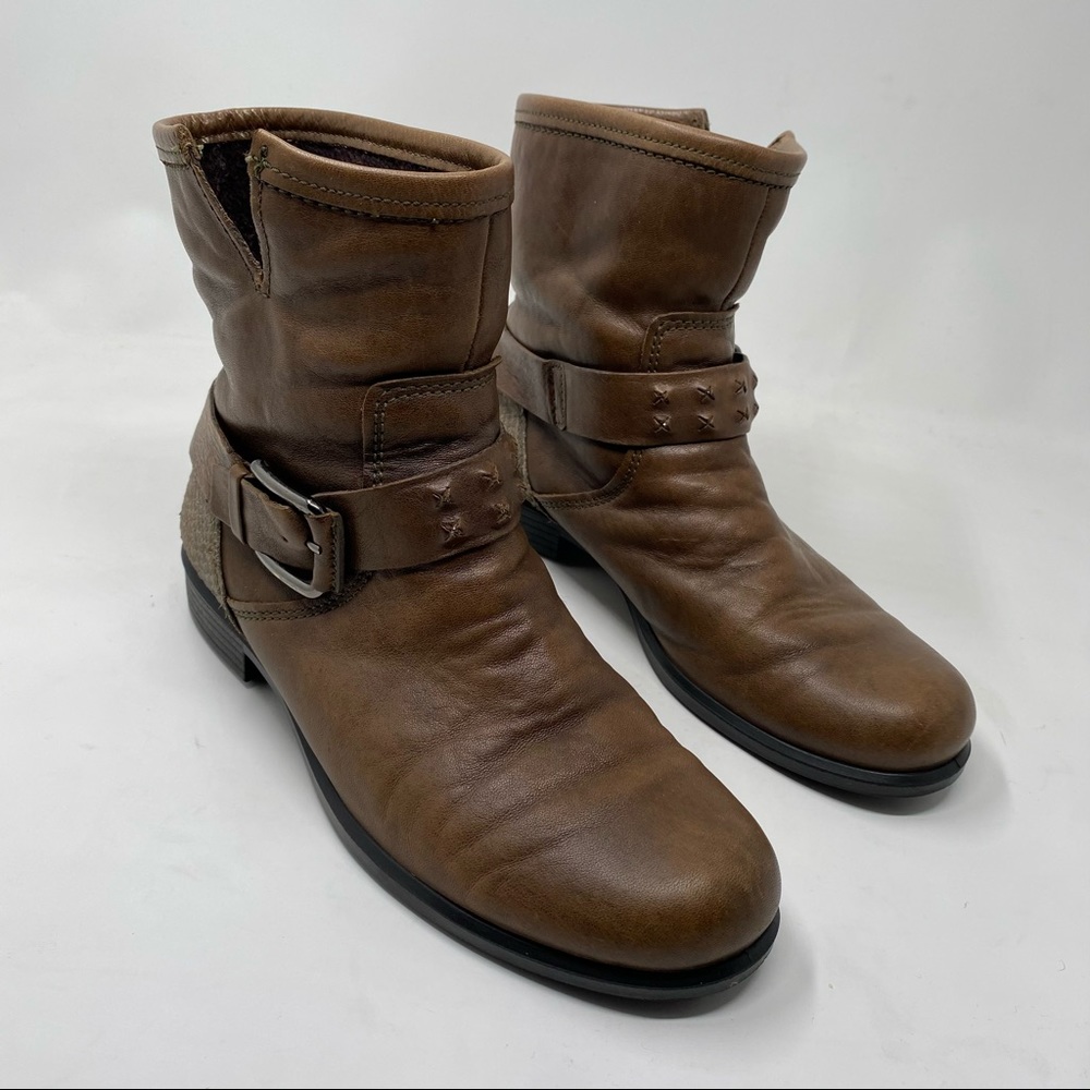 Ecco Moto Ankle Boots Brown 38 Leather Booties - Picture 4 of 14